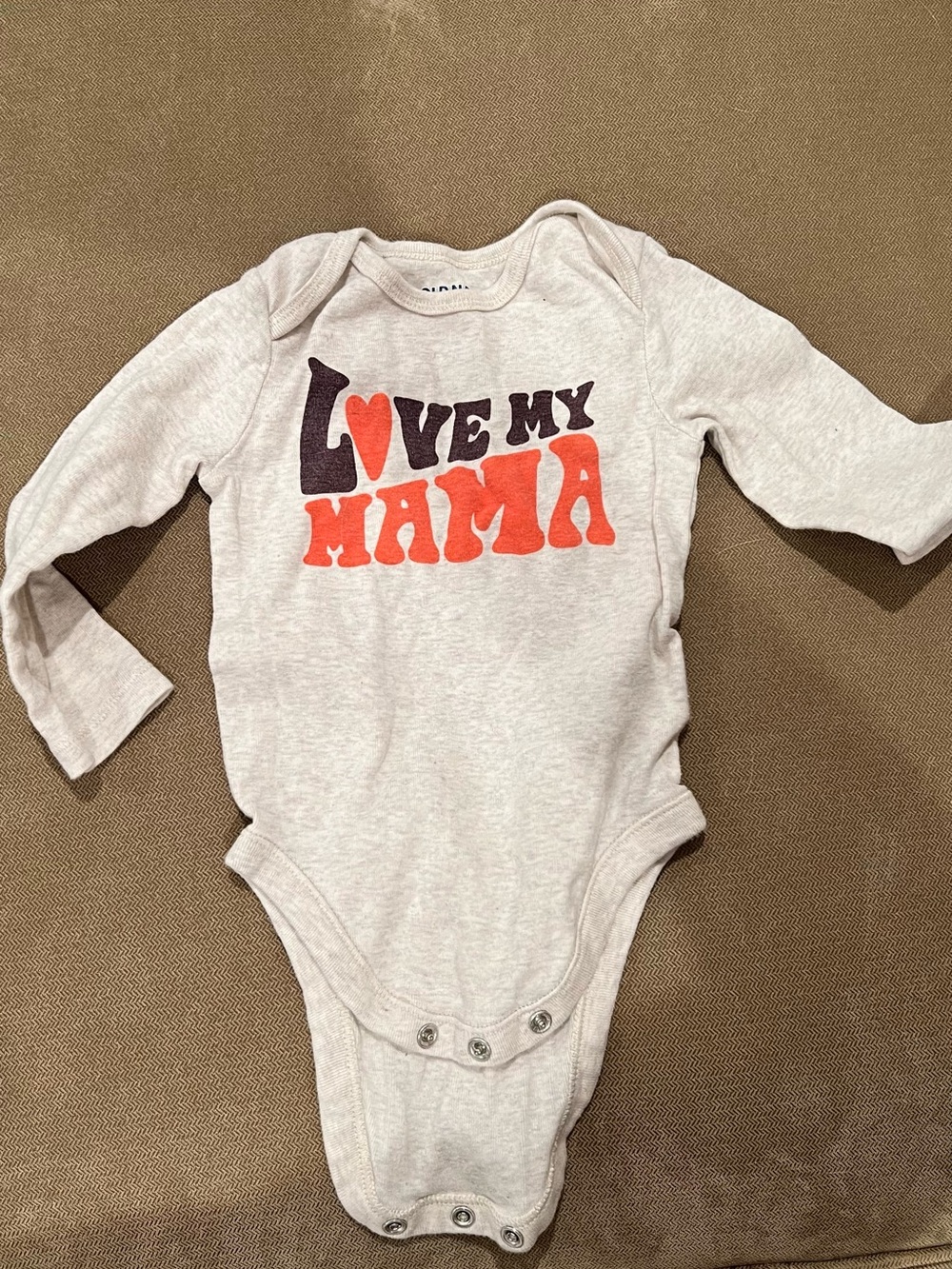 Old Navy Beige Long-Sleeve 'Love My Mama' One-Piece